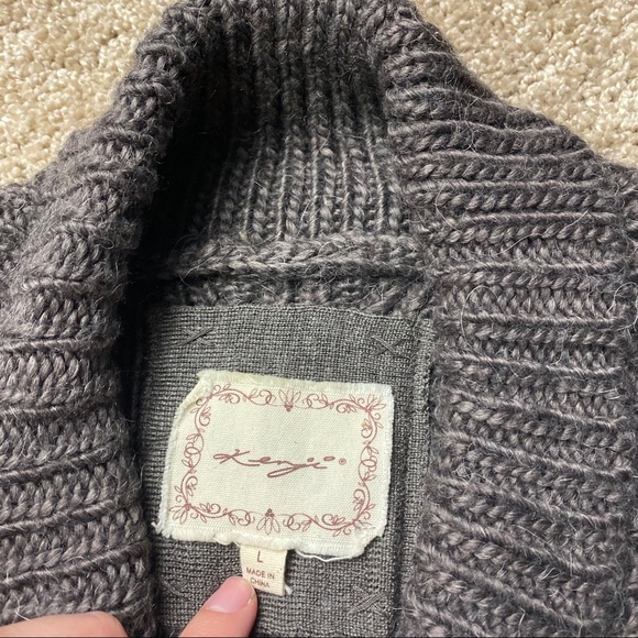 Kenzie Short Sleeve Cardigan Sweater Vest L Brown - Picture 2 of 7